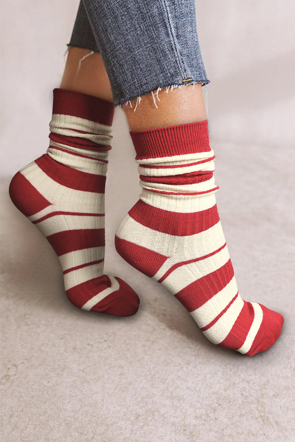 Christmas Colorblock Rib-Knit Crew Socks