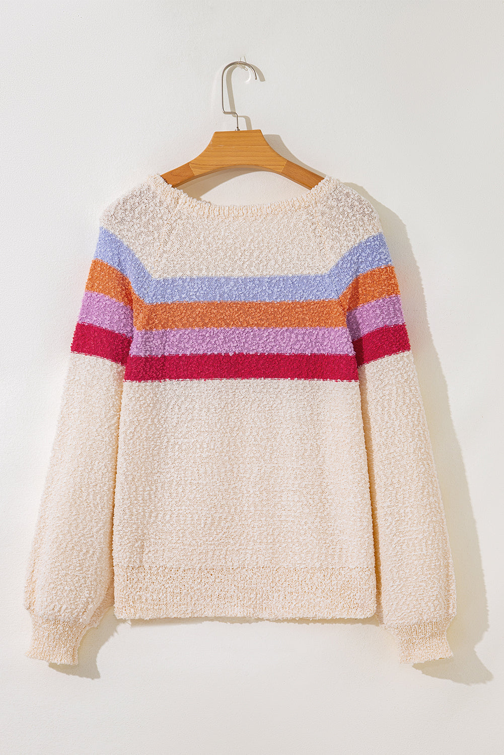 Jet Colorblock Stream Striped Loose Sleeve Polished Knit Top