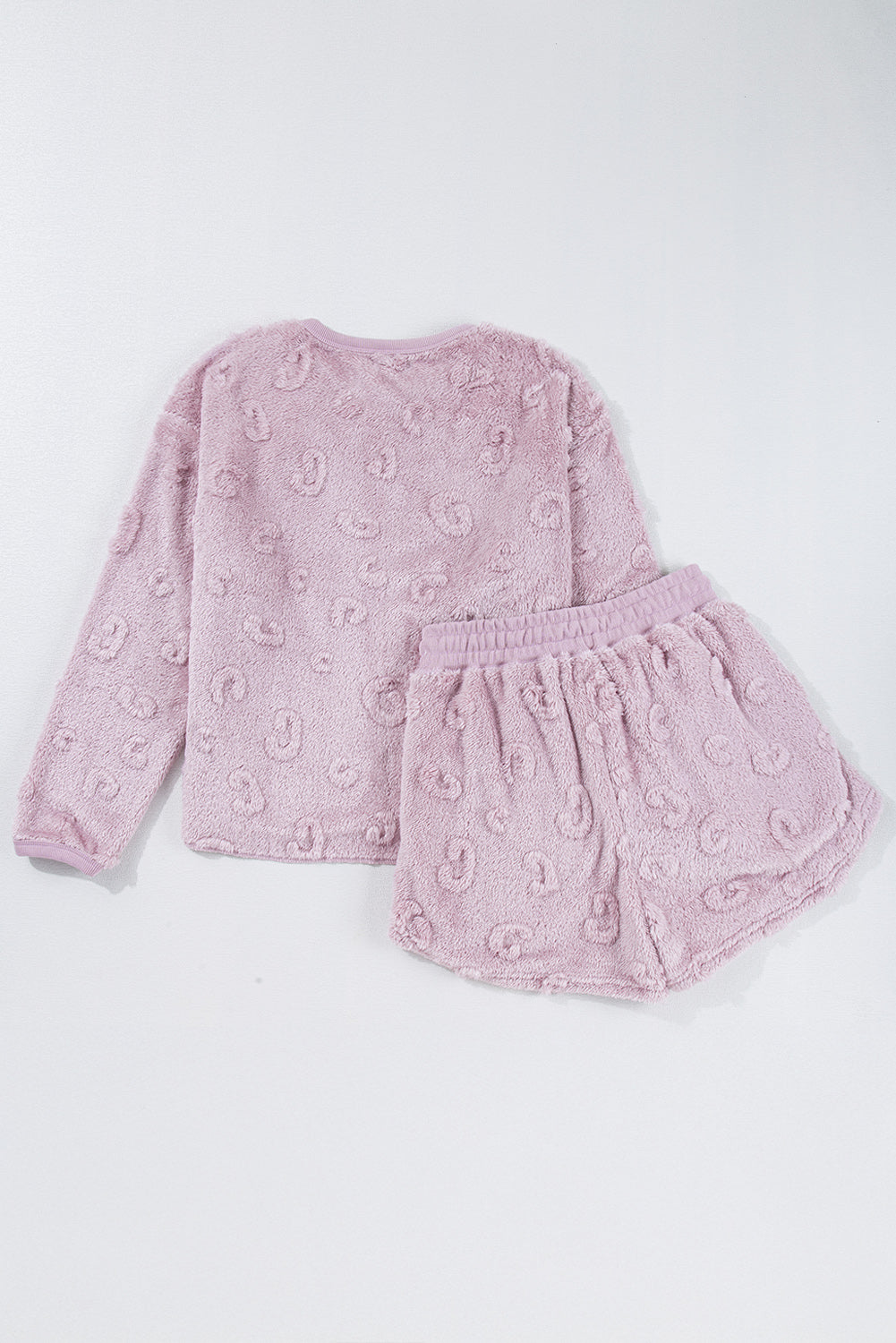 Fleece Textured Leopard Loose 2-Piece Lounge Set