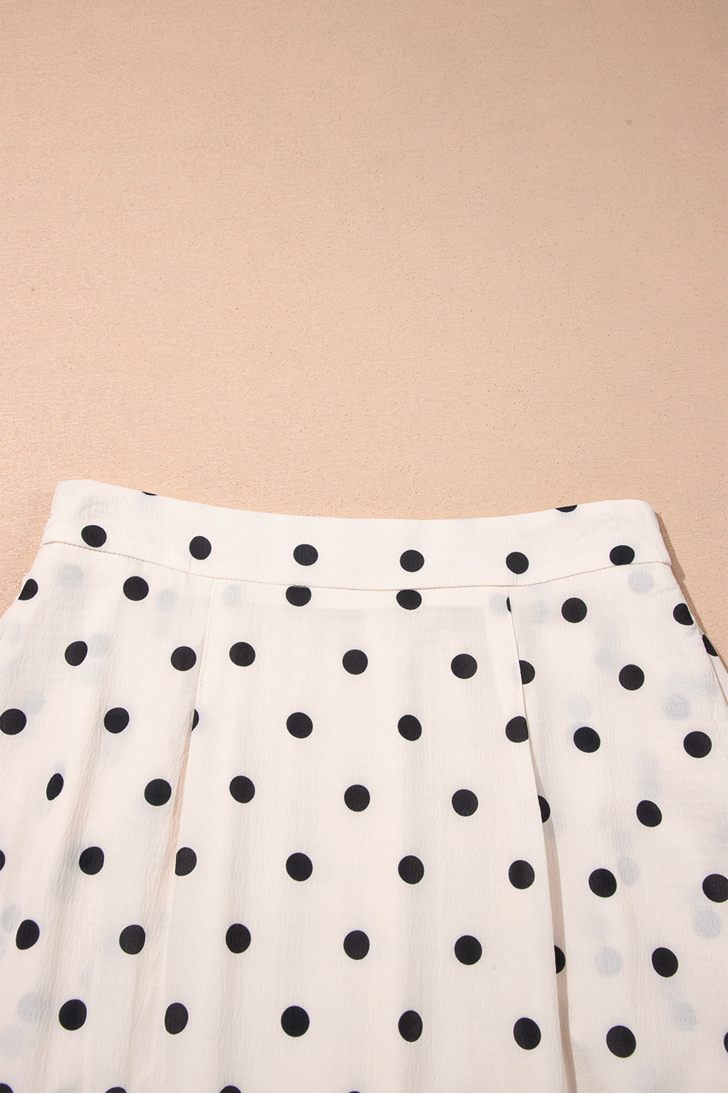 Polka-Dot Maxi Ruffled Slit Skirt in White