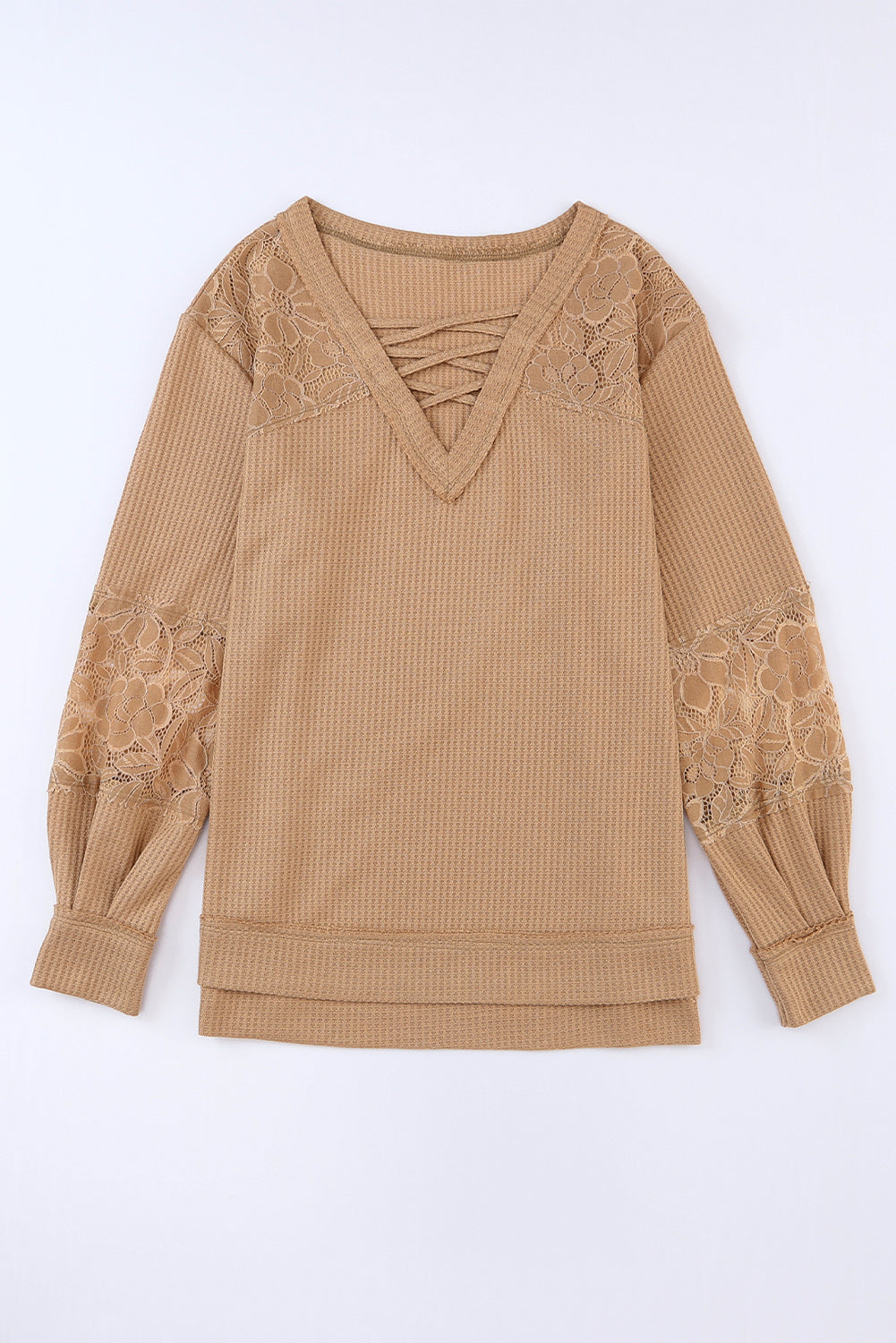 Women's Top Featuring Long-Sleeve Strappy V Neck