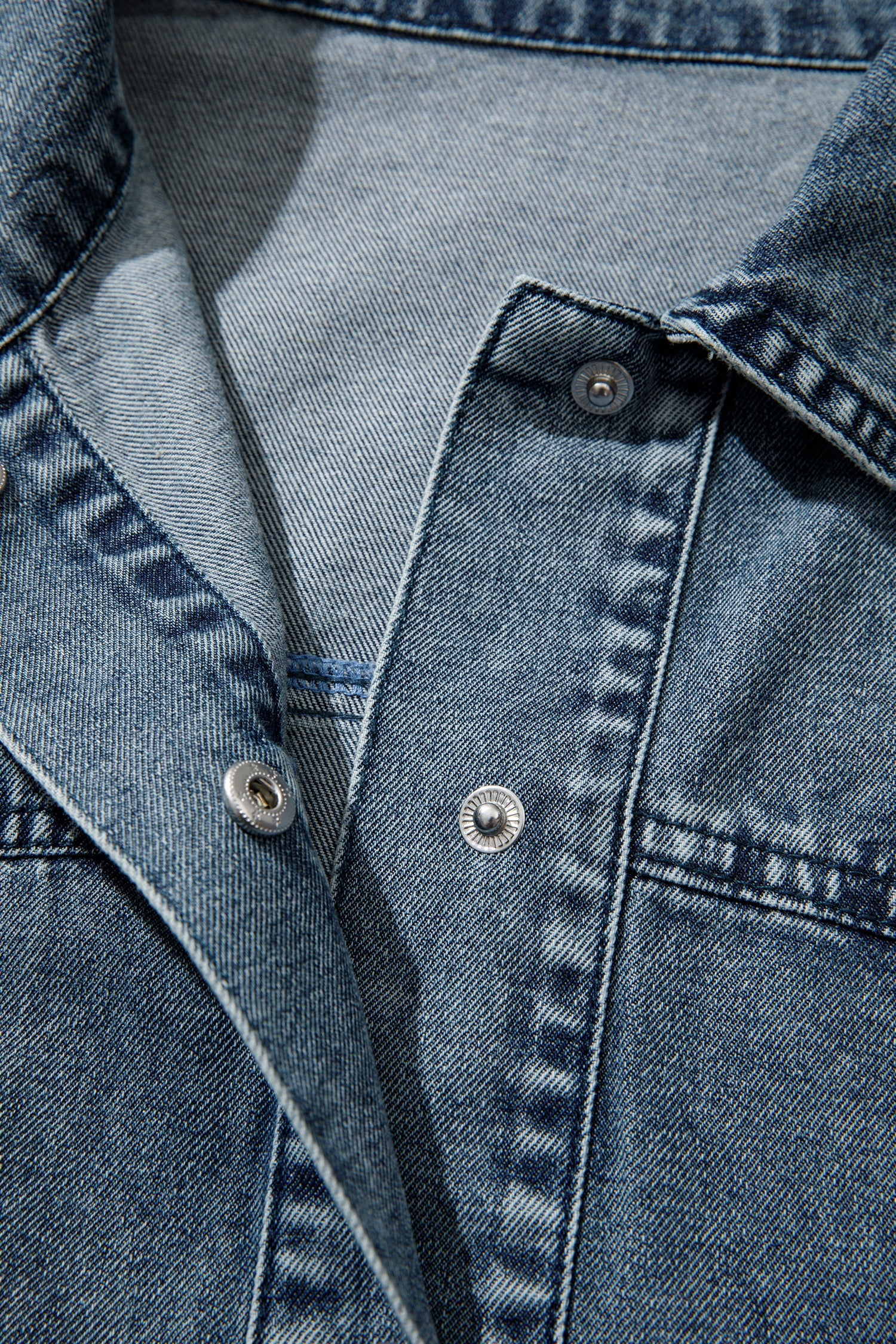Western Dusk Blue Shirt Collar Tunic Denim Jacket