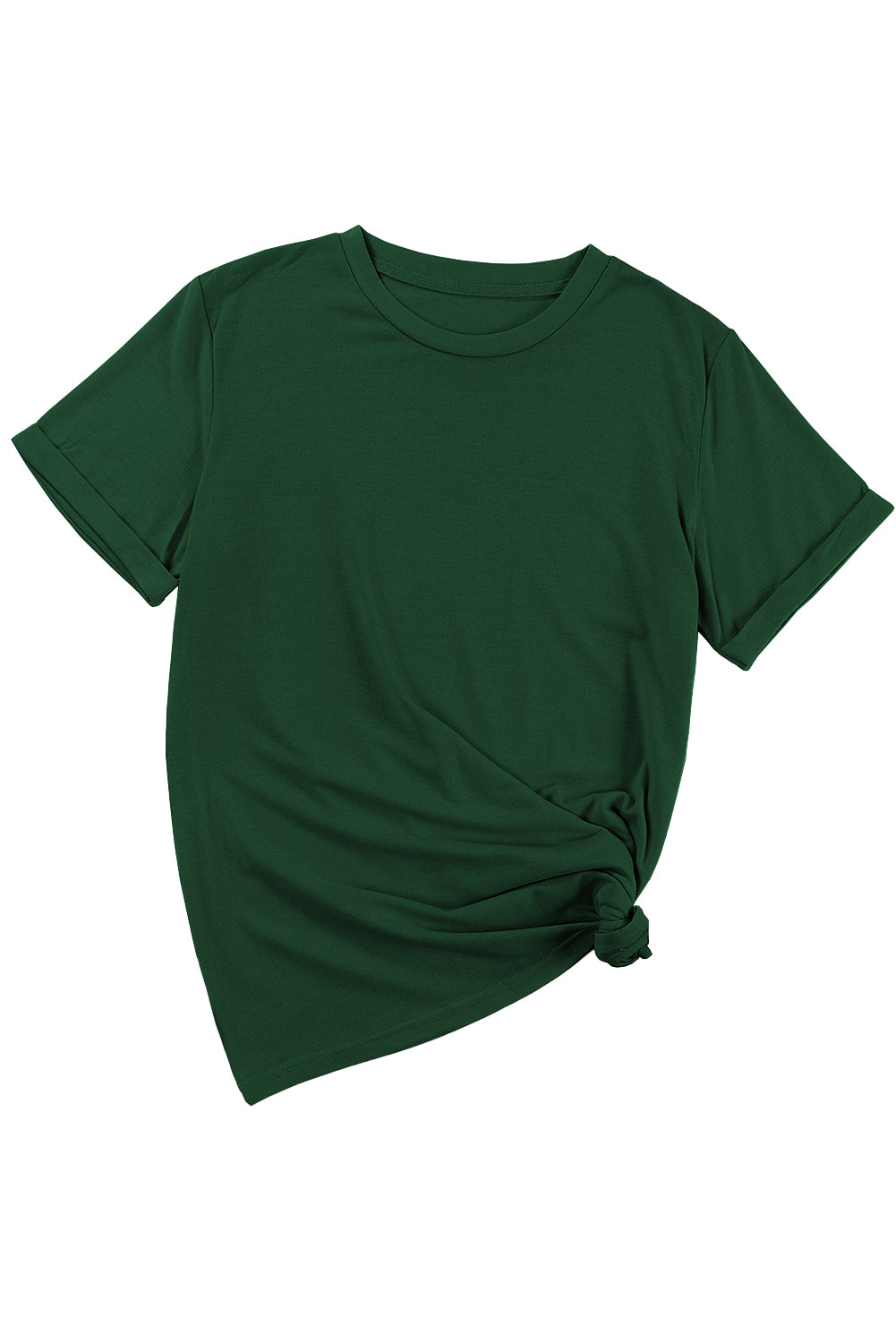 T-shirt vert décontracté uni à col rond