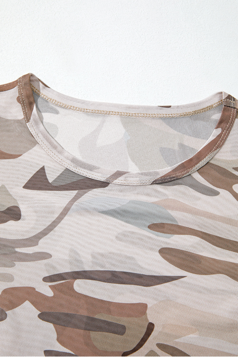 Western Fashion Camouflage Print Mesh Long-Sleeved Top Style