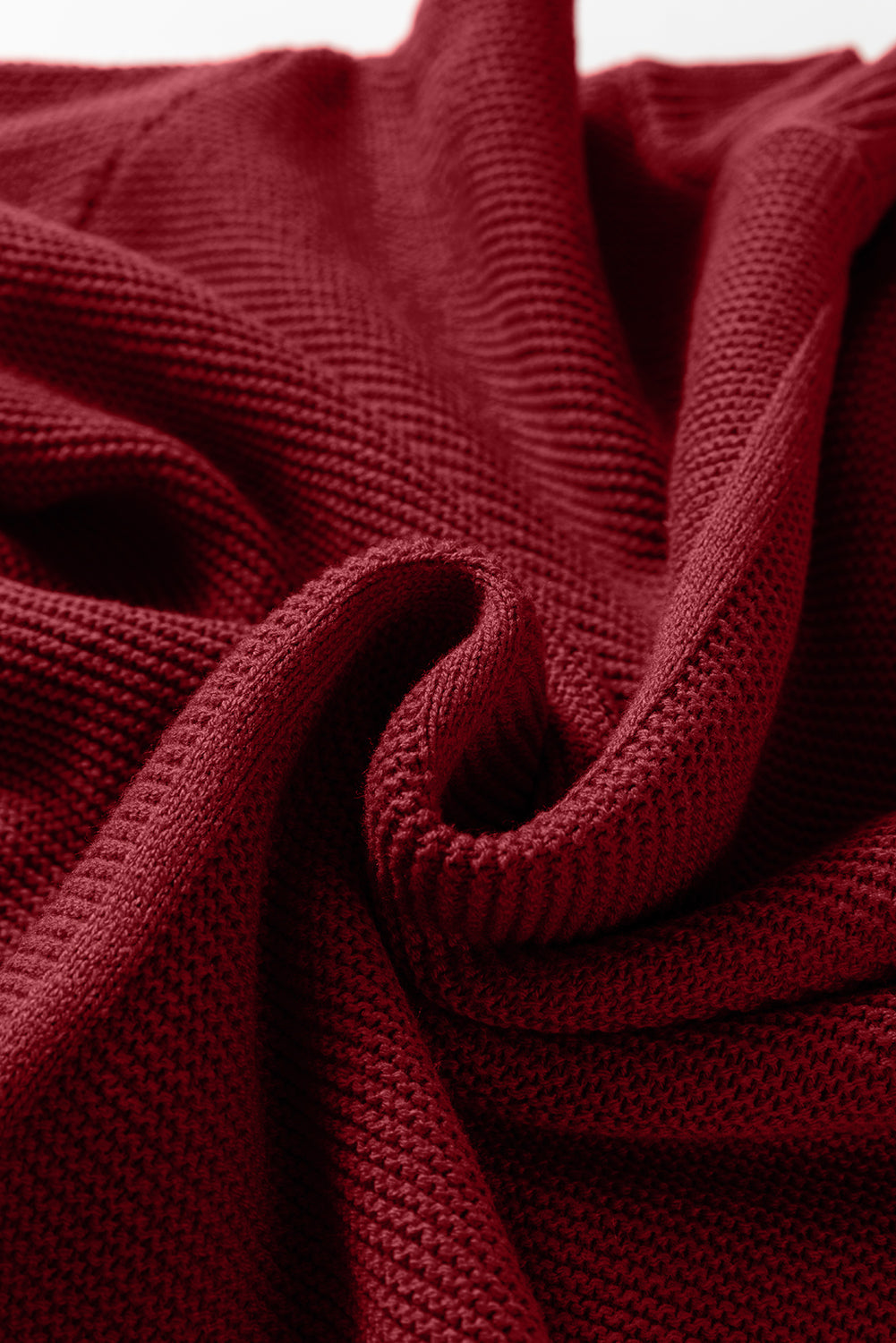 Seam Solid Front Drop-Shoulder Loose Knit Top Style