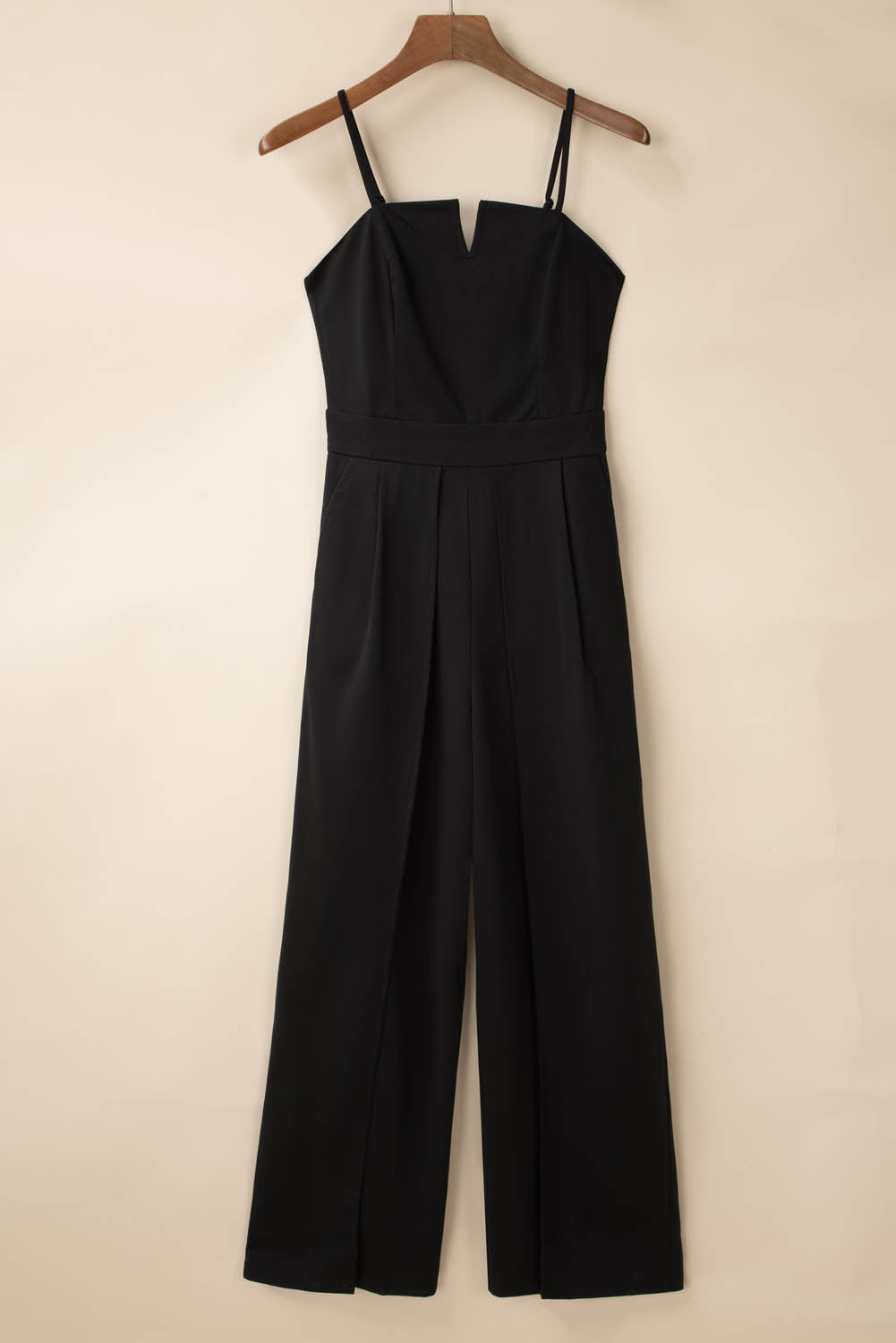 Women's Pockets Featuring Spaghetti Straps Slit Leg Jumpsuit with