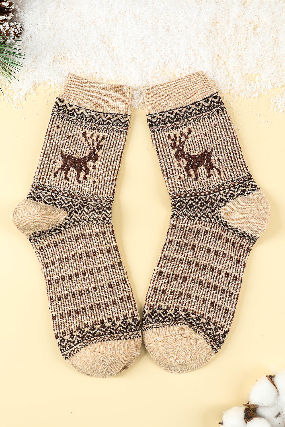 Pairs/Set Christmas 5 Christmas Reindeer Soft Crew Socks