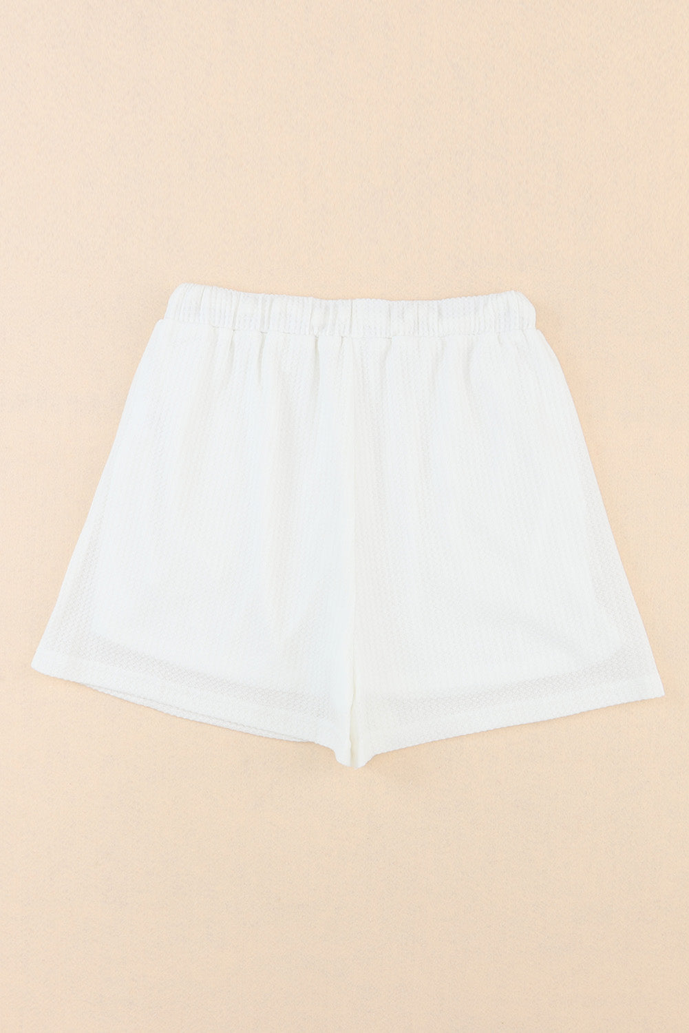 Short décontracté à lacets en tricot gaufré blanc taille haute à jambes larges