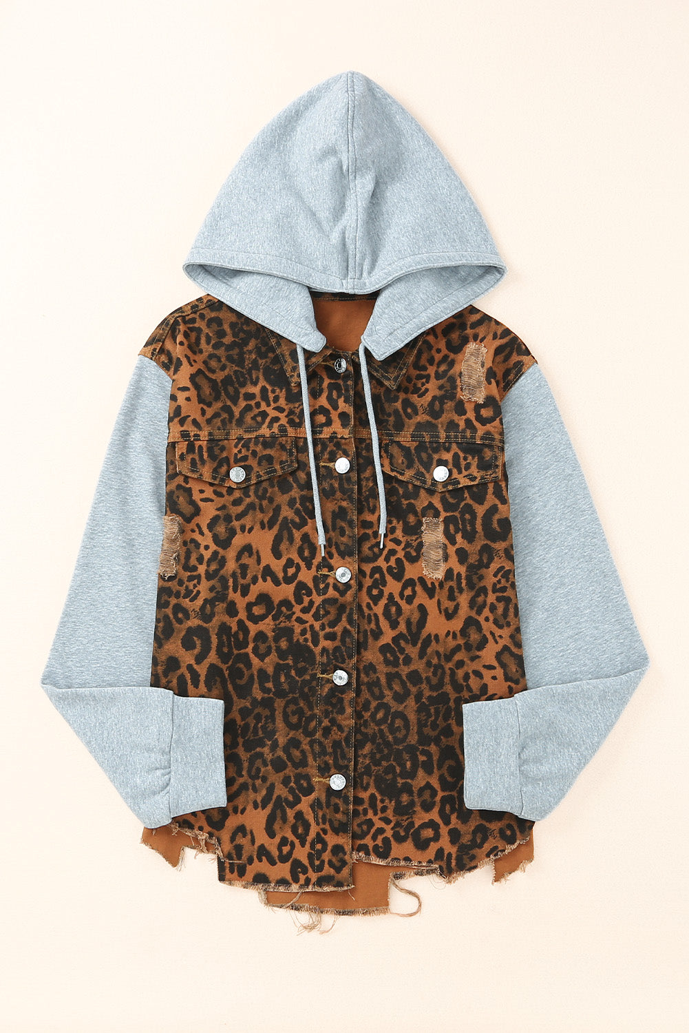 Women's Outfit with Denim Jacket Ripped Hooded