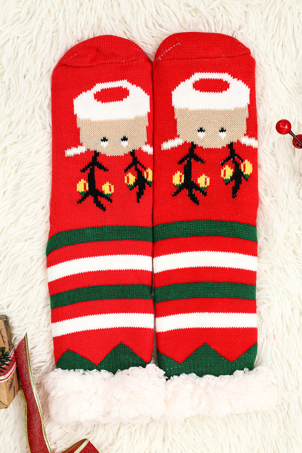 Cartoon Pattern Christmas Pattern Woolen Knit Socks