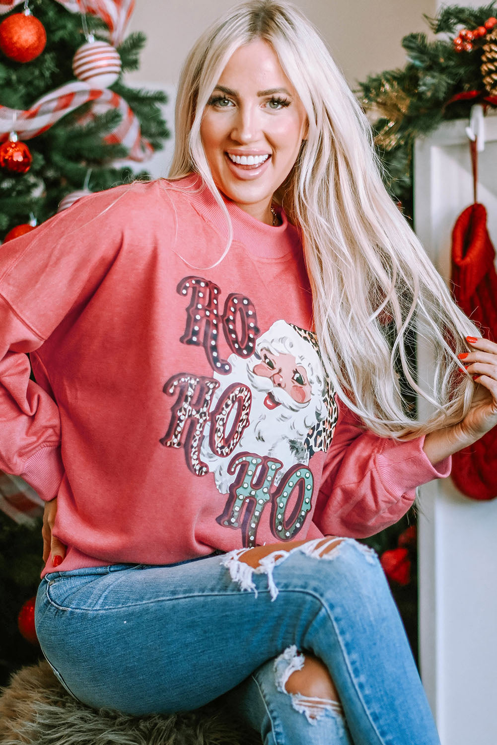 HO HO HO Sweat-shirt graphique Père Noel