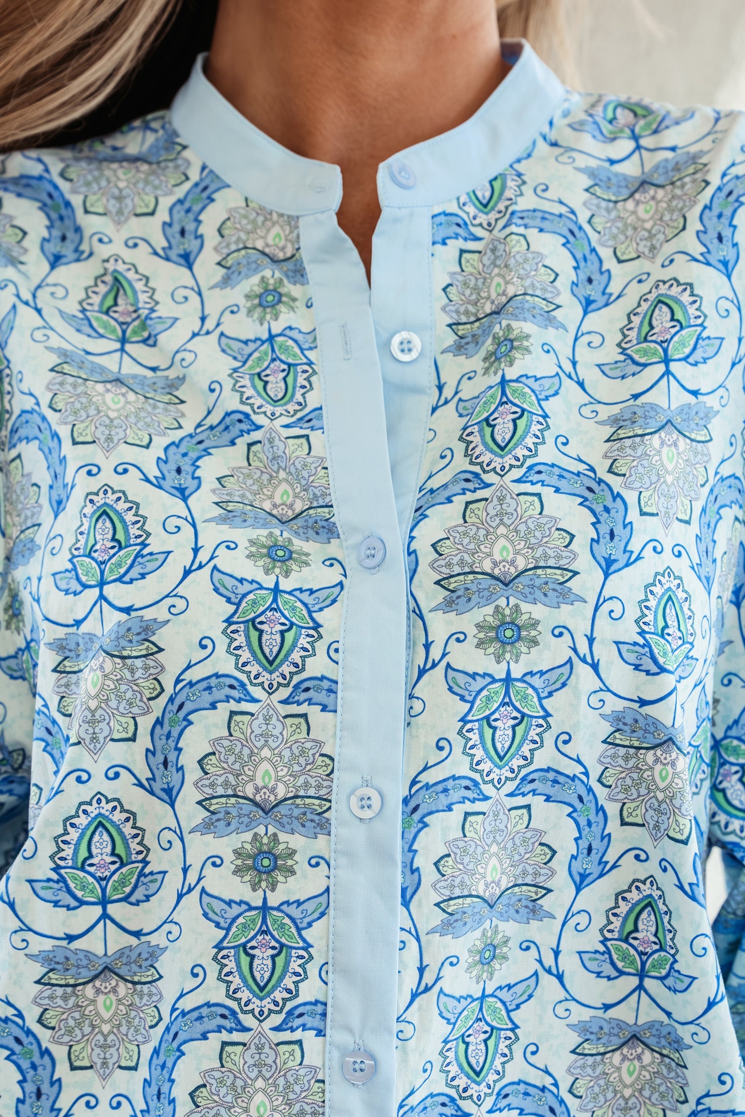 Paisley Print Puff Sleeve Loose Shirt