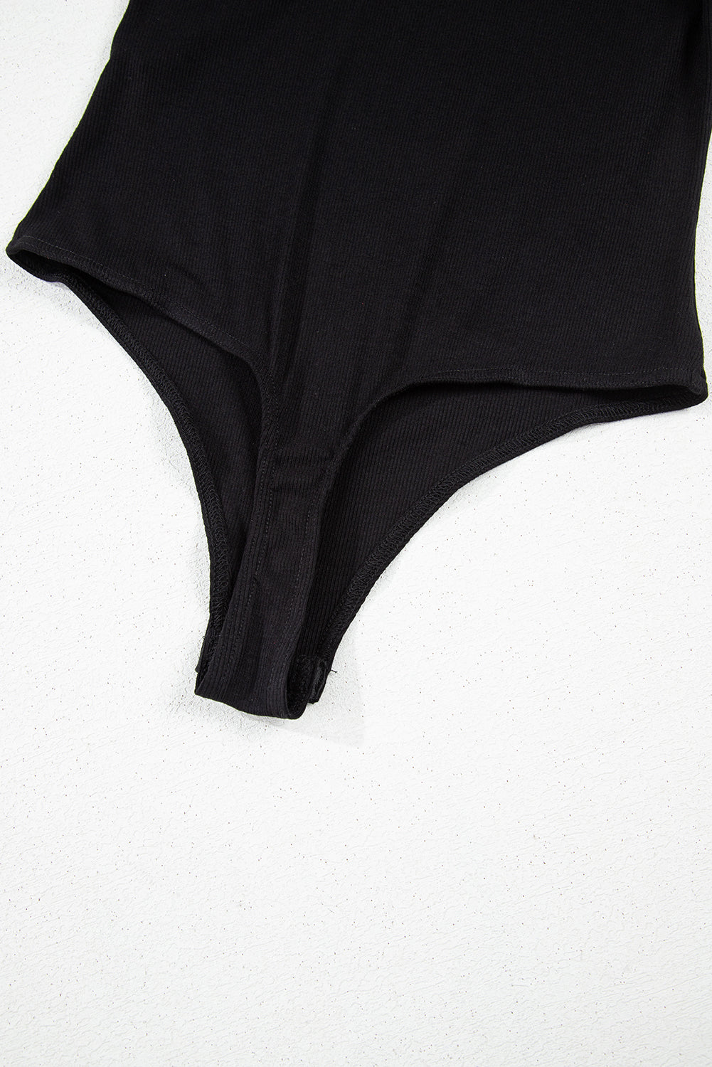Black Leatherette Ruffle Patchwork Ribbed Bodysuit