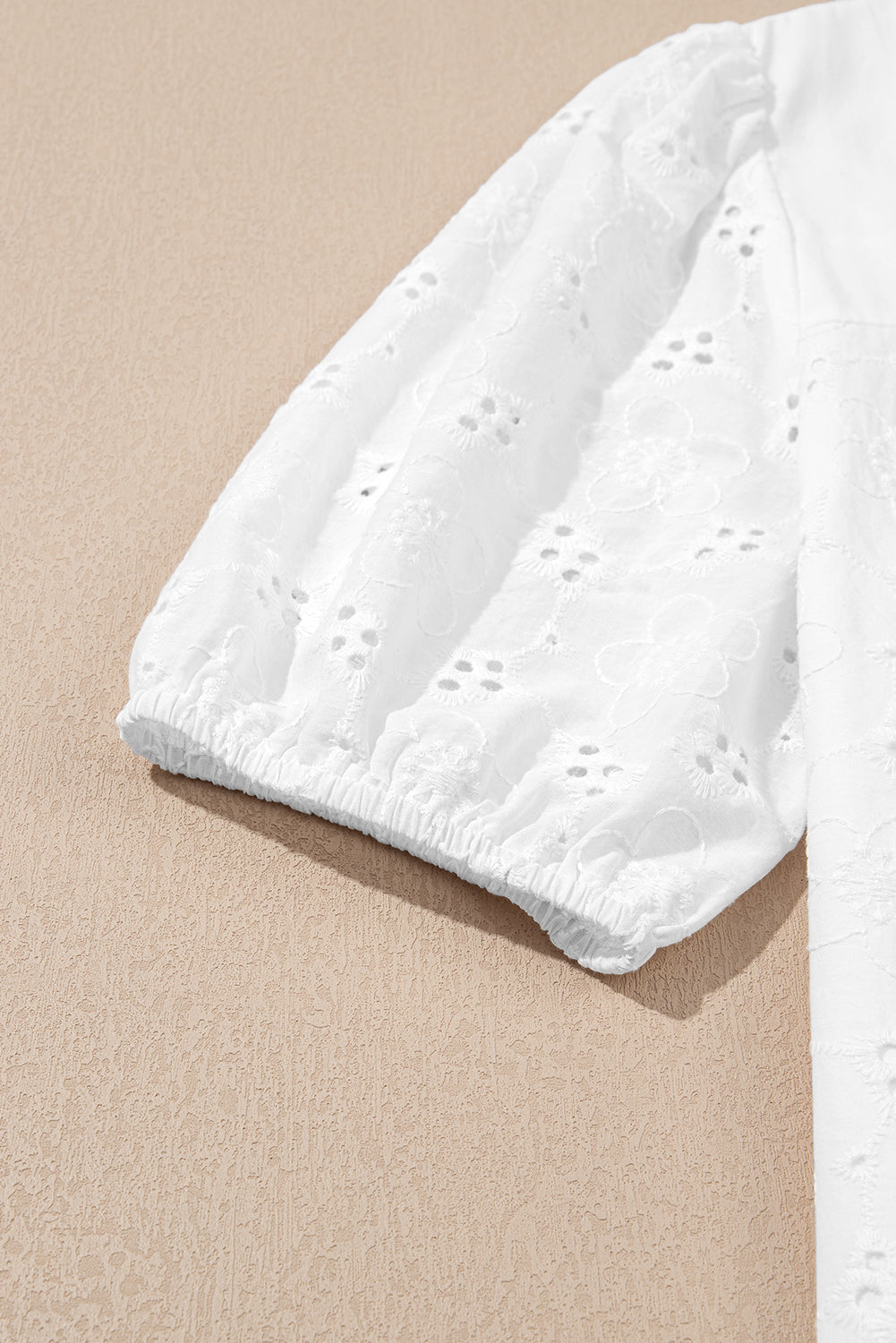 Lace Crochet V-Neck Half Sleeve Embroidery Button Down Blouses Everyday Shirts