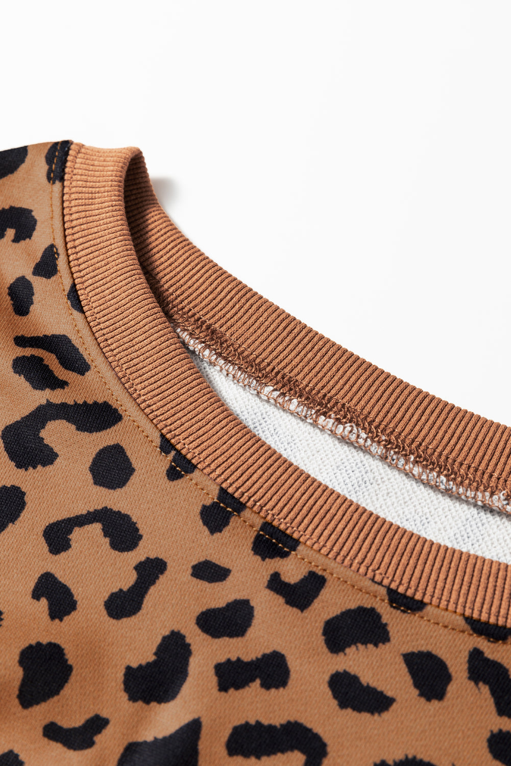 Patchwork Leopard Colorblock Leopard Everyday Sweatshirt with Slits