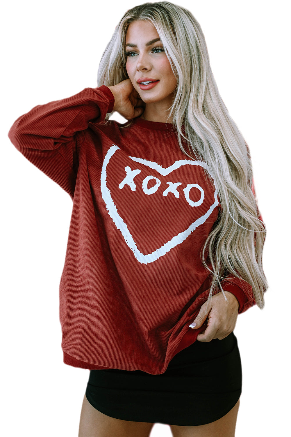 Sweat-shirt filaire à motif en forme de coeur XOXO