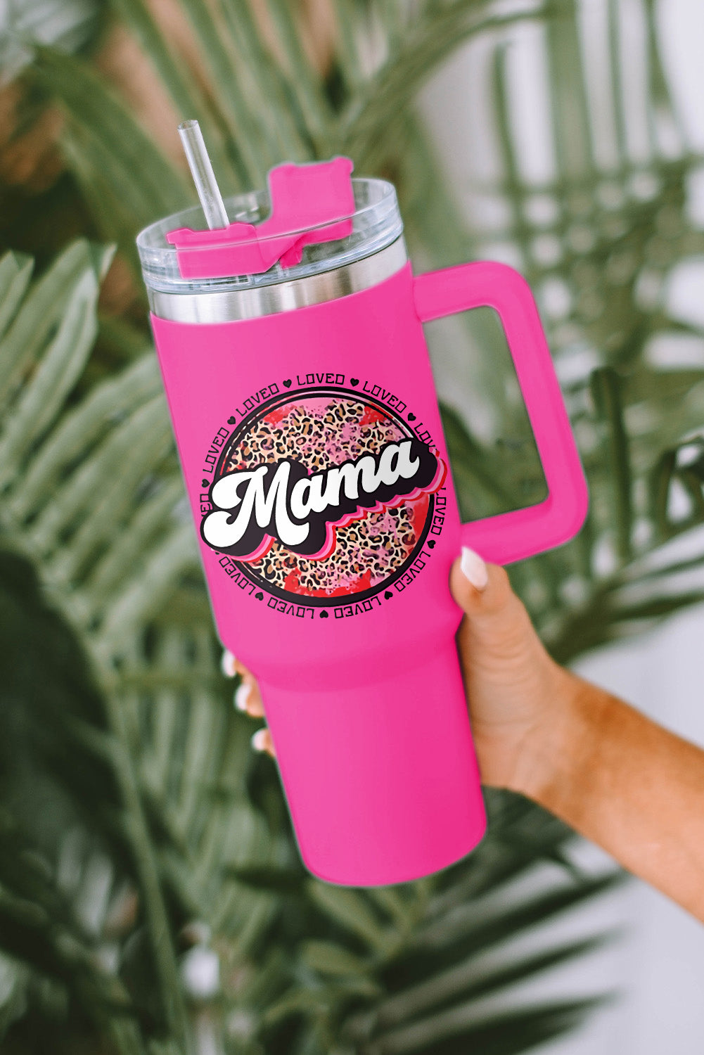 Stainless Mama Leopard-Print Steel Insulate Cup with Handle 40oz