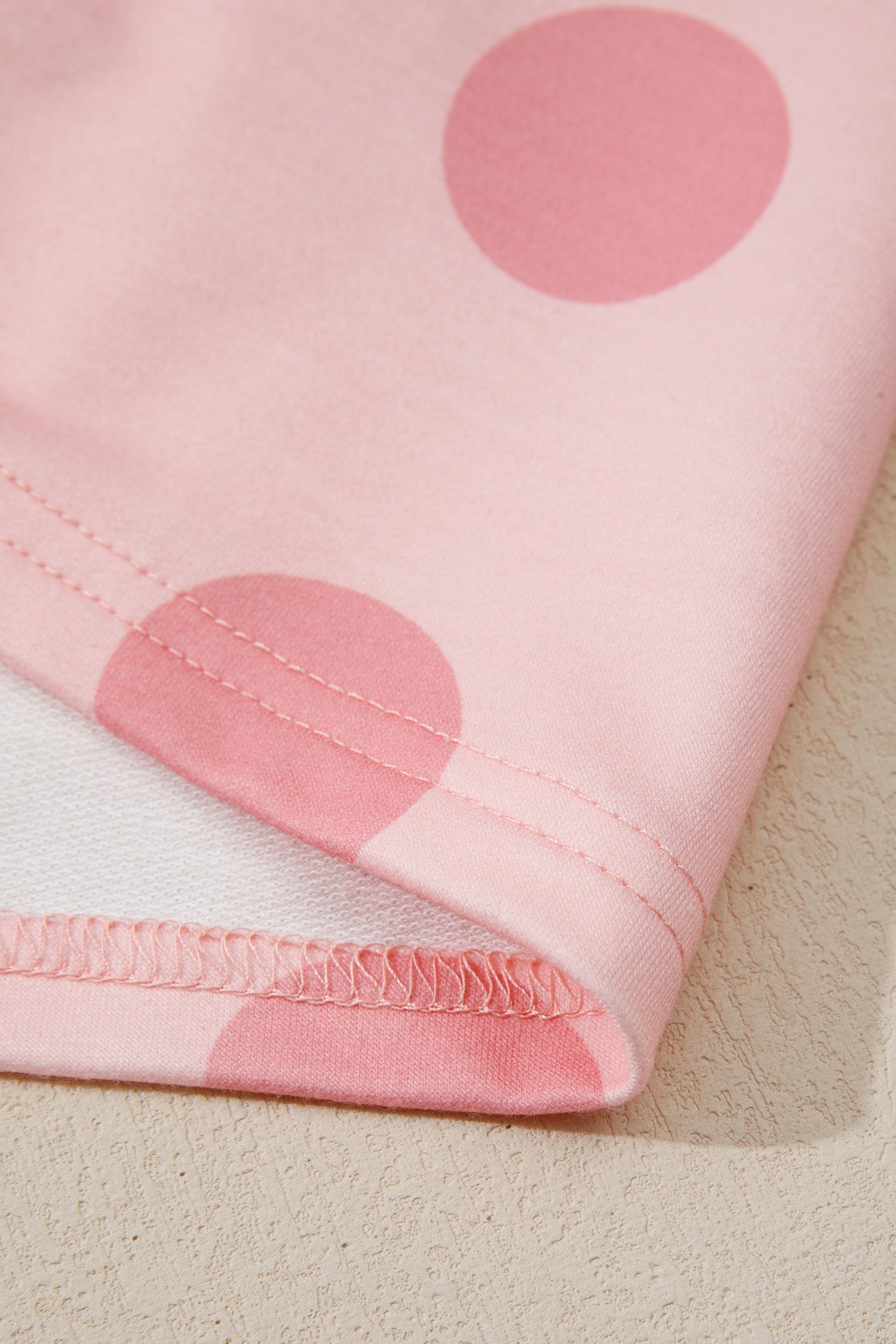 Polka-Dot Flared Printed Long-Sleeved Mini Dress in Pink