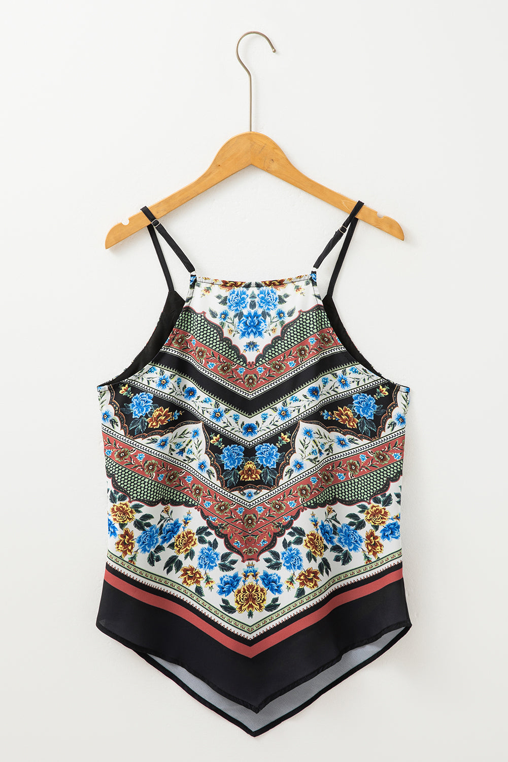 Mixed Floral Chevron Spaghetti Straps Tank