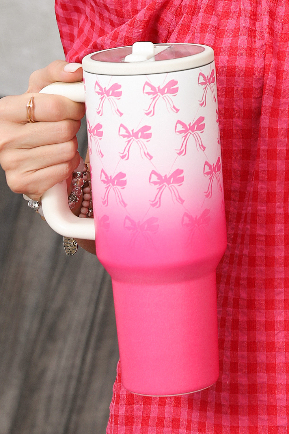 Gradient Bow Knot Color Print Large Vacuum Cup