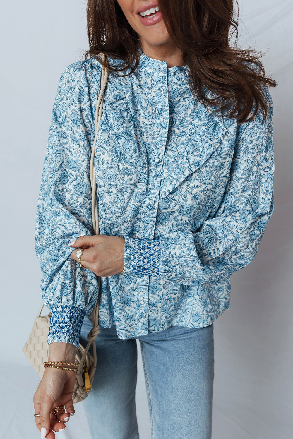 Floral All Over Puff Sleeve Shirt