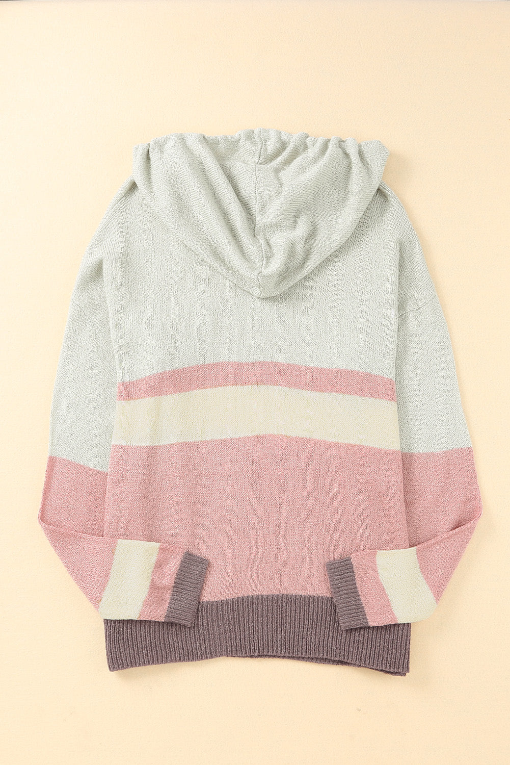 Pull à capuche en tricot color block avec poche kangourou