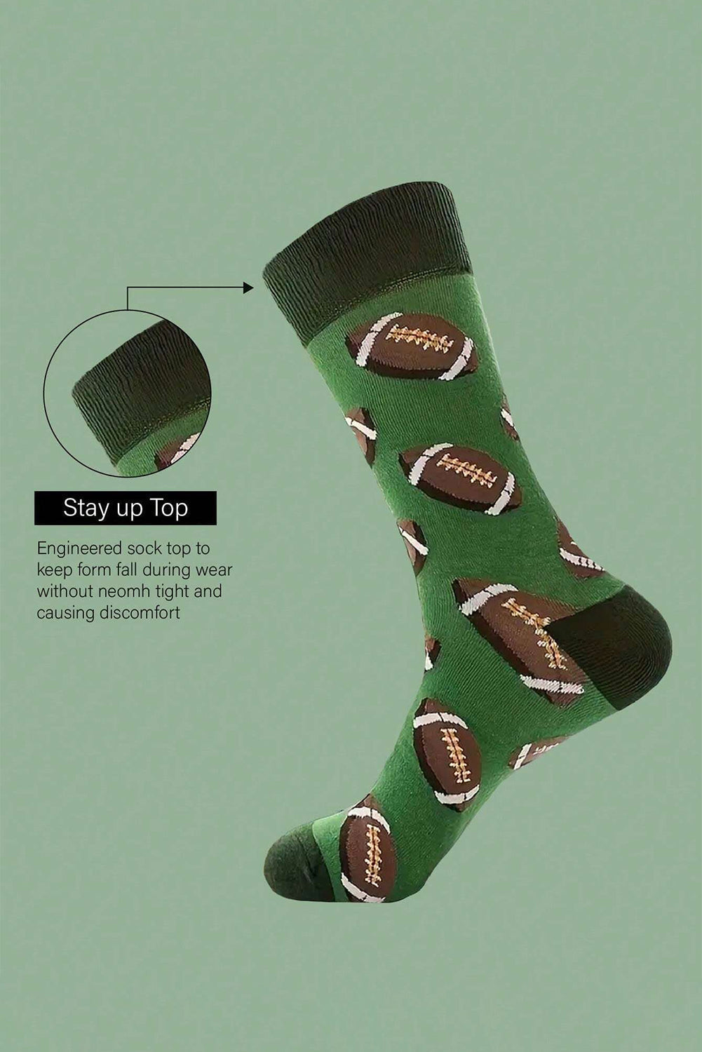 Rugby Football Print Mid-length Socks