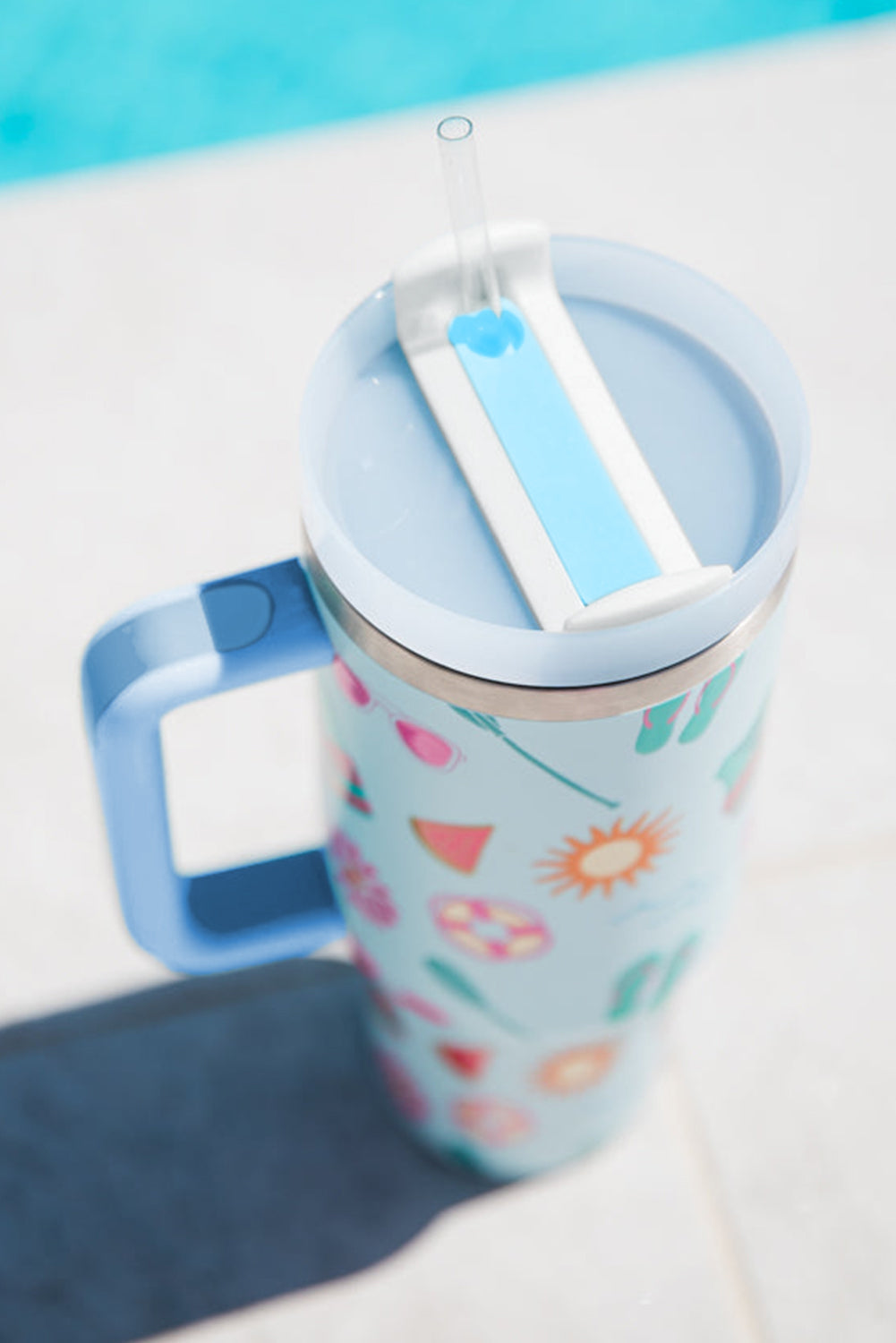 Beach Pattern Day Fun Cup with Handle 40oz