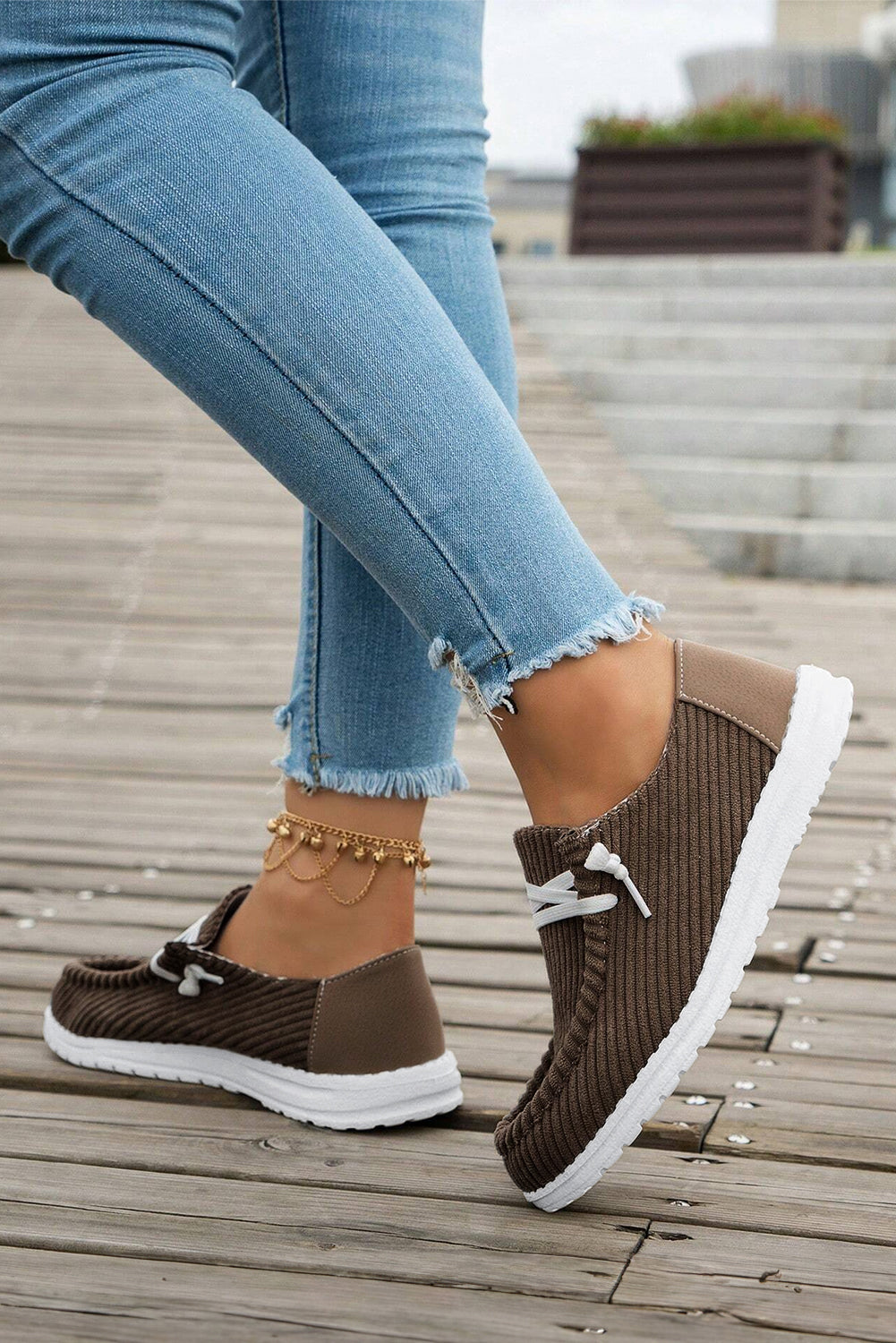 Solid Cross Rib-Knit Criss Slip On Everyday Shoes