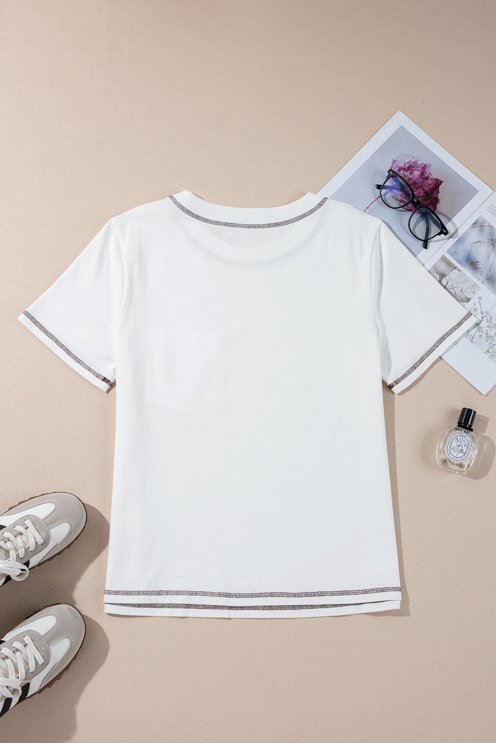 White RODEO Horseshoe Embroidered Patch Pocket T Shirth