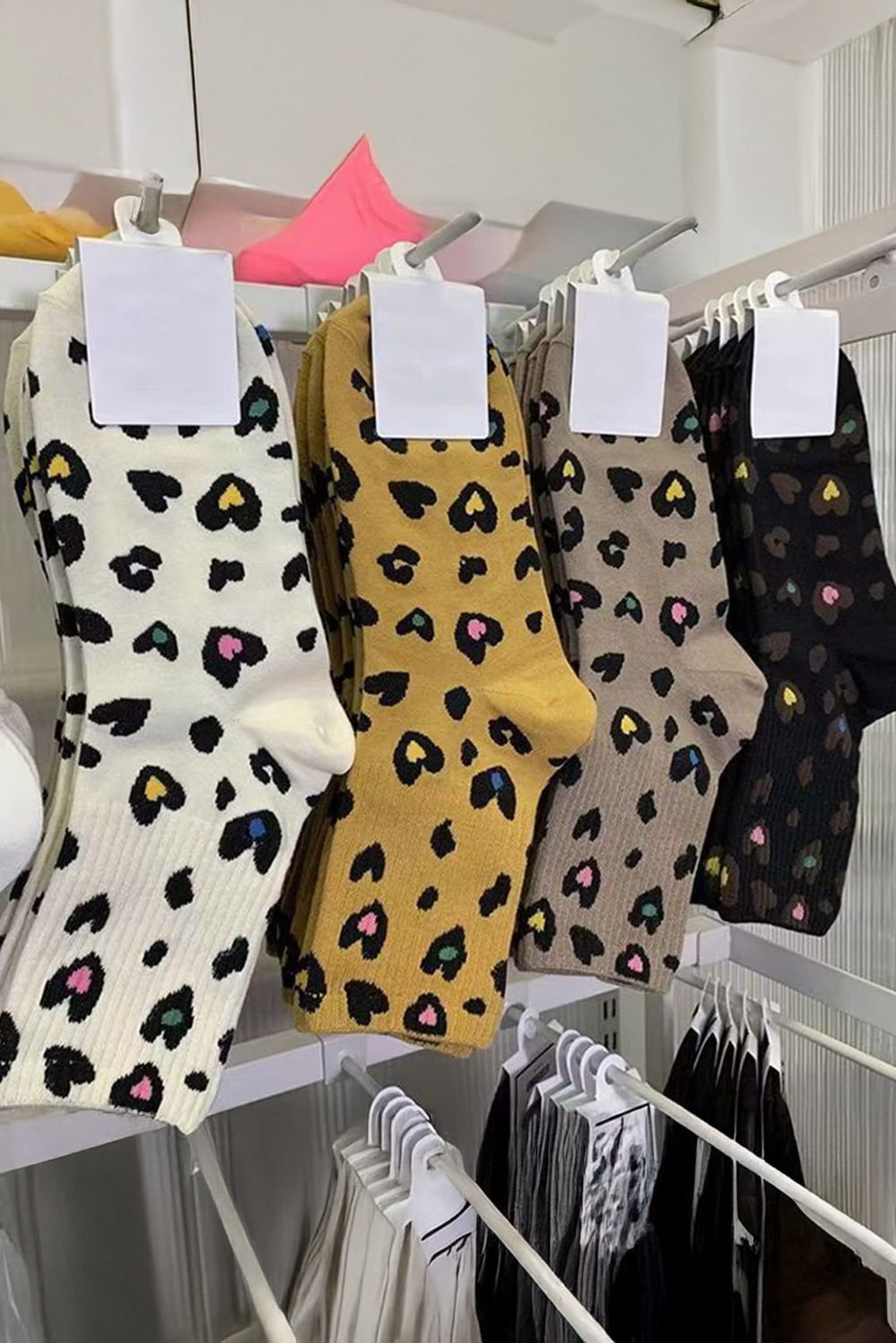 Leopard-Print Rib-Knit Edge Soft Socks