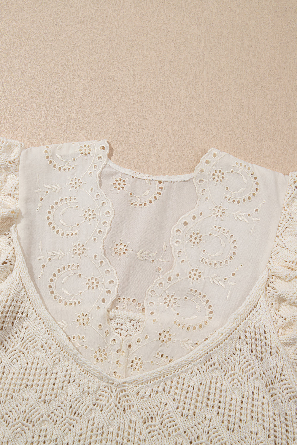 Chic Crochet Embroidered Lace Ruffle Tank Top
