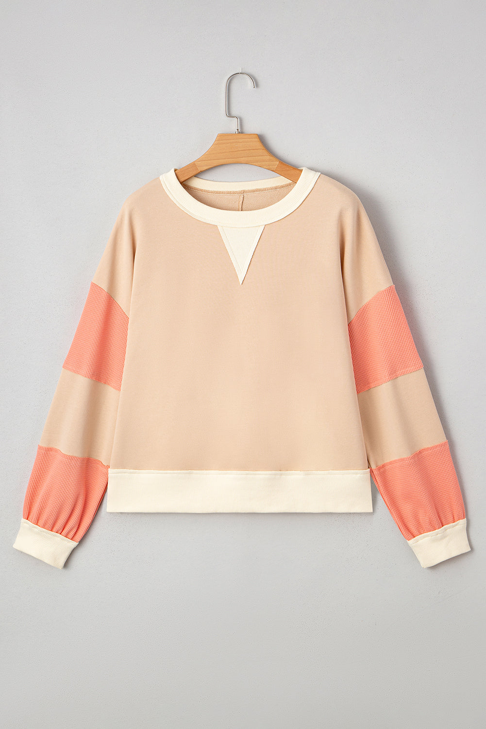 Colorblock Textured Patchwork Pullover Sweatshirt