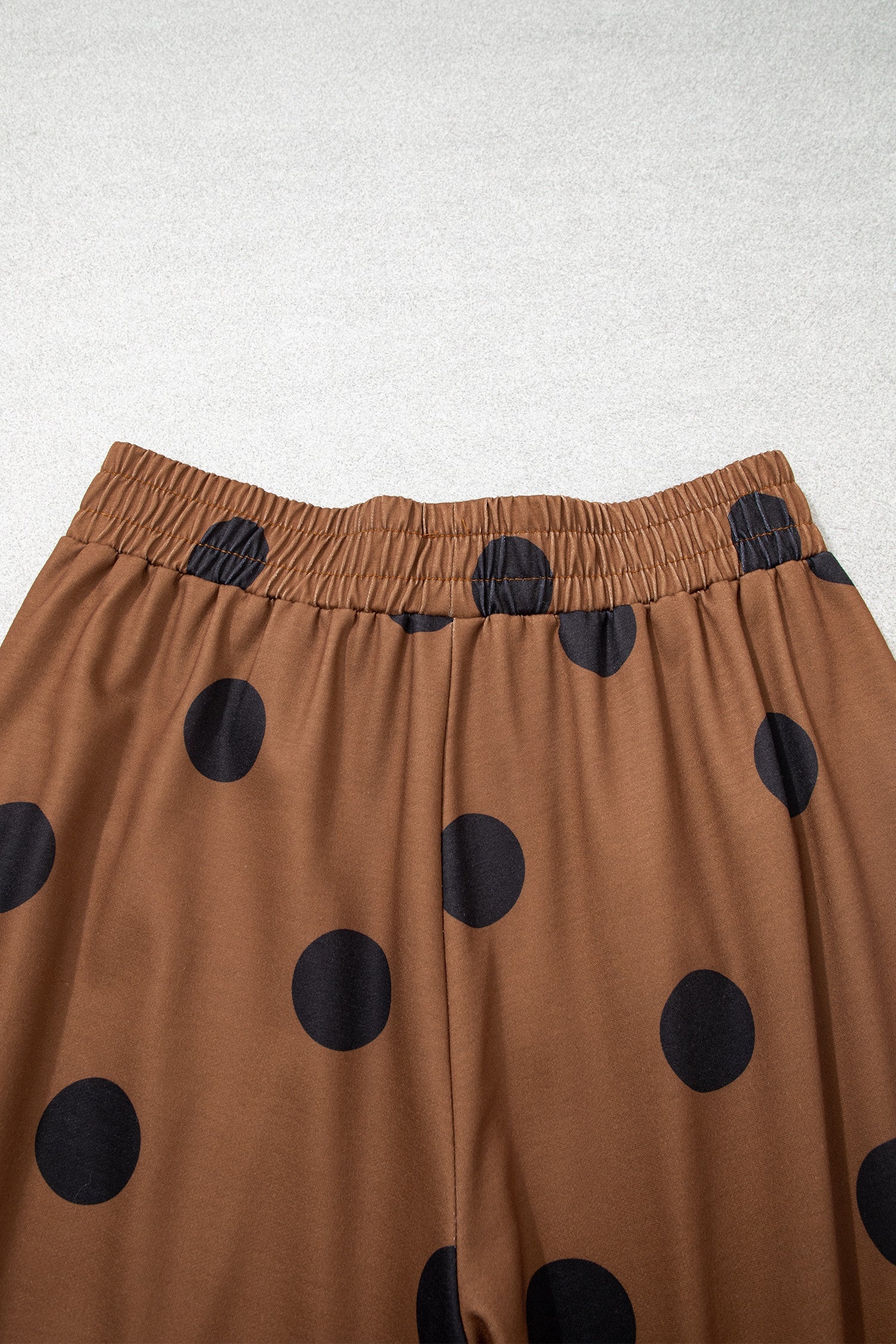 Elastic Polka-Dot Wide-Leg Waist Everyday Pants in Brown