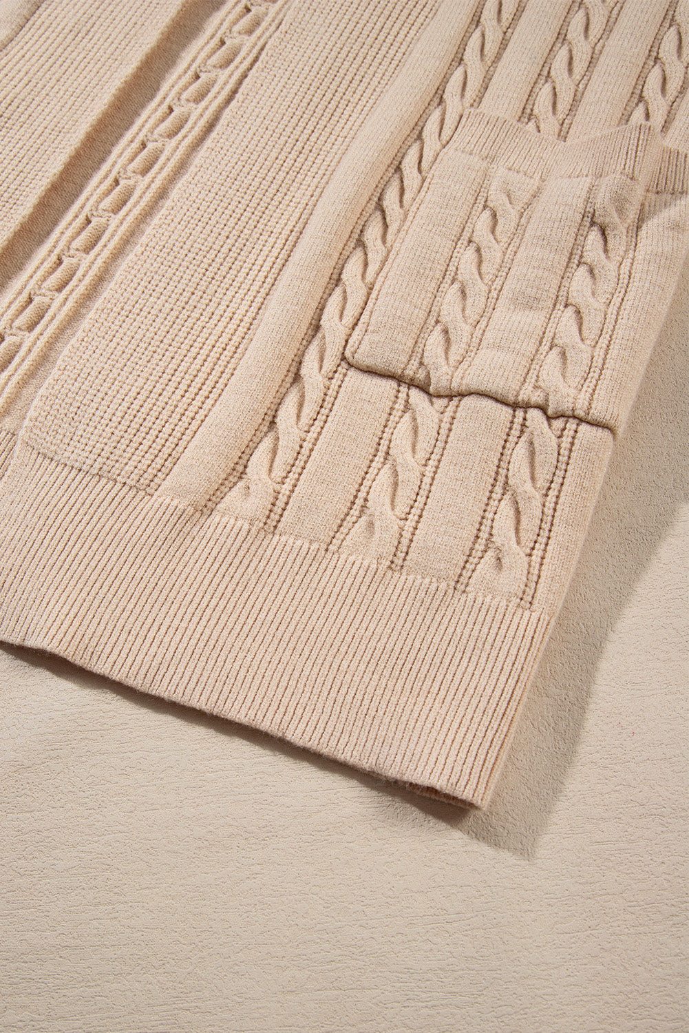 Cable Oversize Chunky Knit Open-Front Midi-length Cardigan