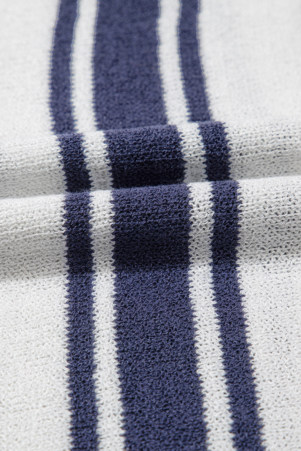 Stripe Collared Button V Neck Knitted T Shirt