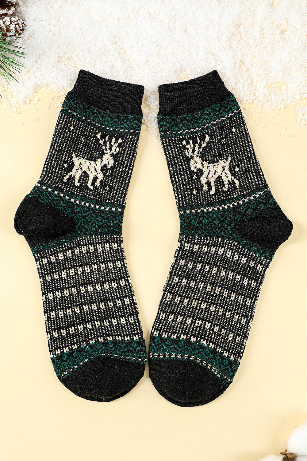 Pairs/Set Christmas 5 Christmas Reindeer Soft Crew Socks