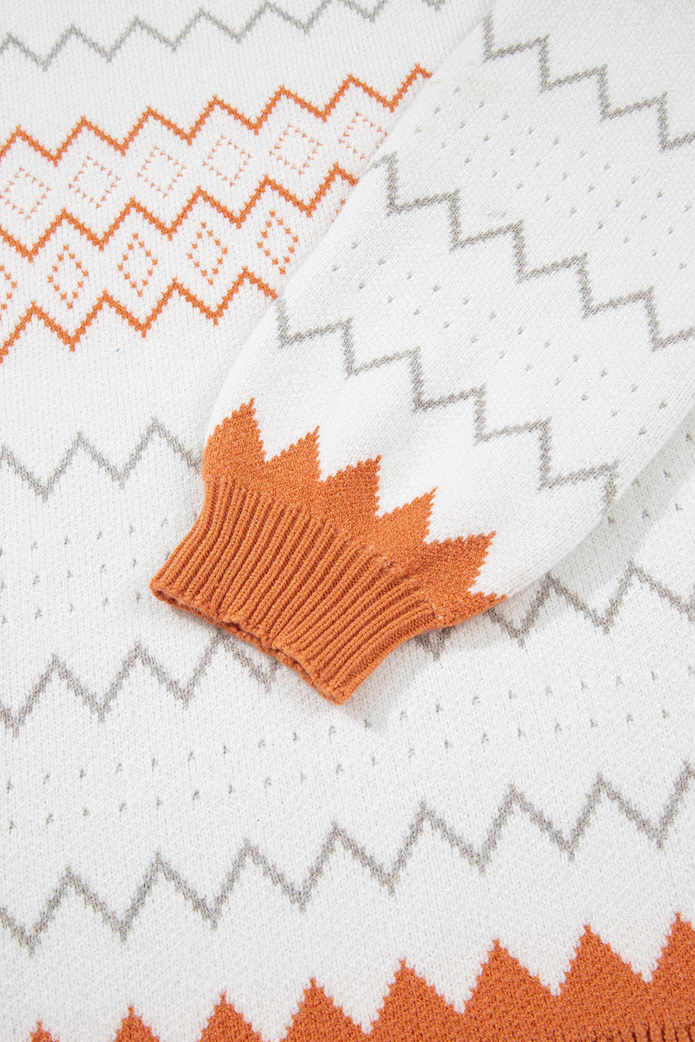 Zigzag Geometric Pattern Knit Pullover Knit Top