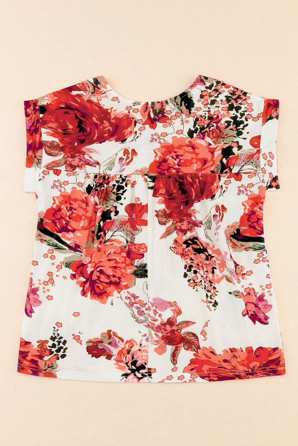 Blouse for Women Short-Sleeve Round Neck Floral-Print