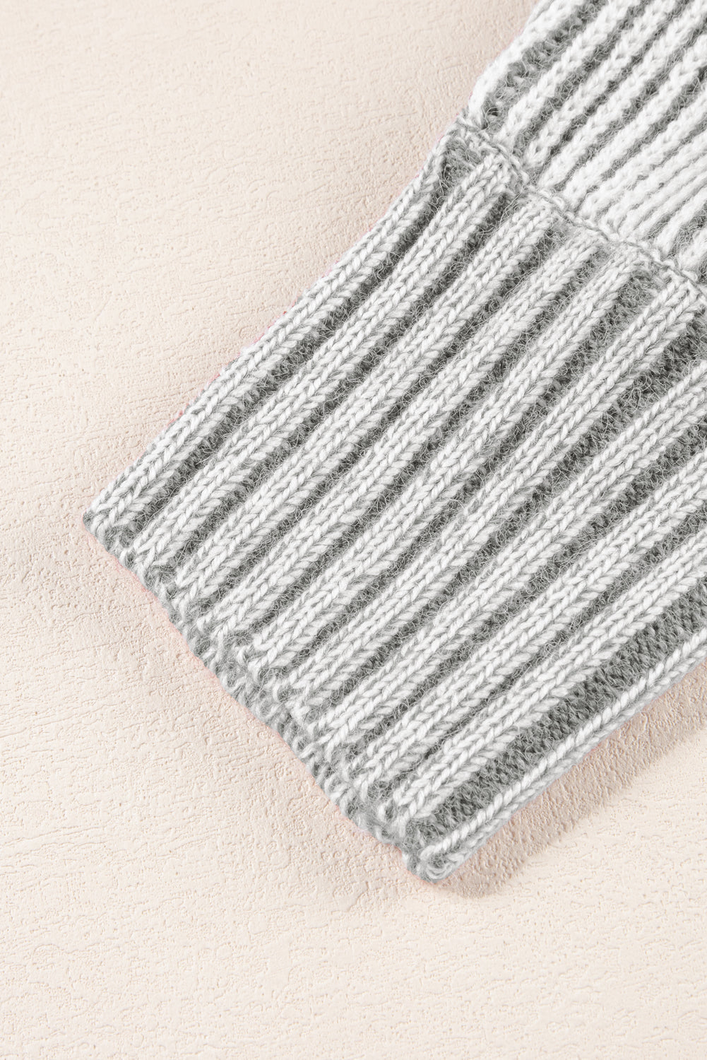 Striped Print Rib-Knit Knit Boat Neck Baggy Knit Top