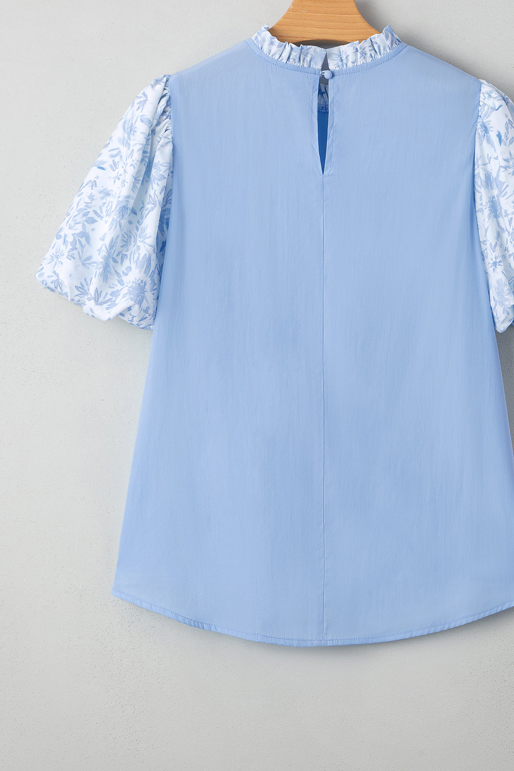 Floral Lace Insert Puff Sleeve Patchwork Loose Blouse