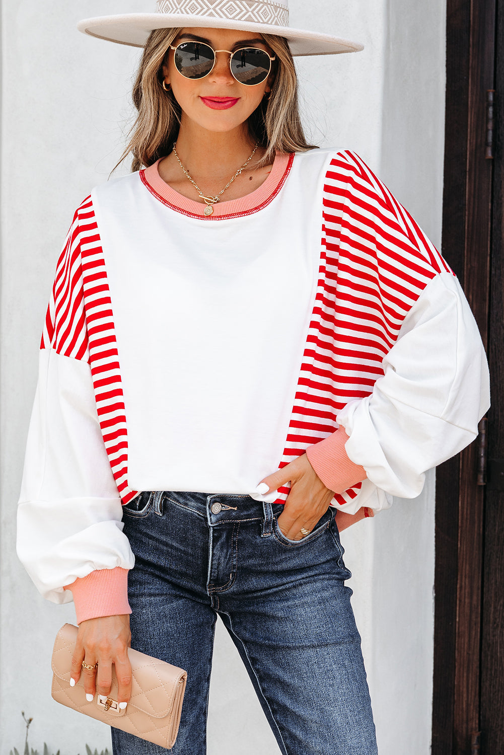 Colorblock Stitching Patchwork Contrast Oversize Sweatshirt
