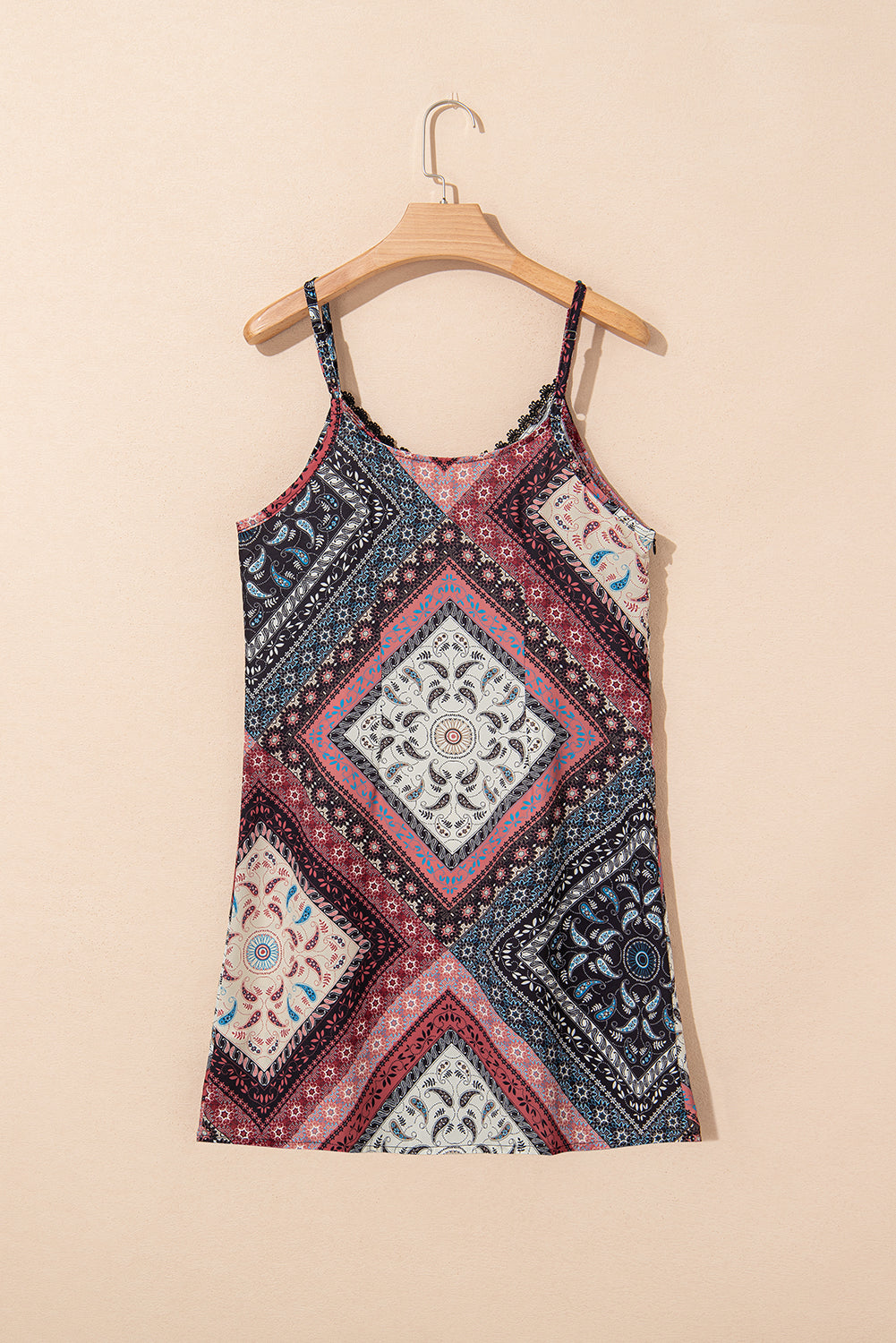 Geometric Paisley Print Sleeveless Shift Mini Dress