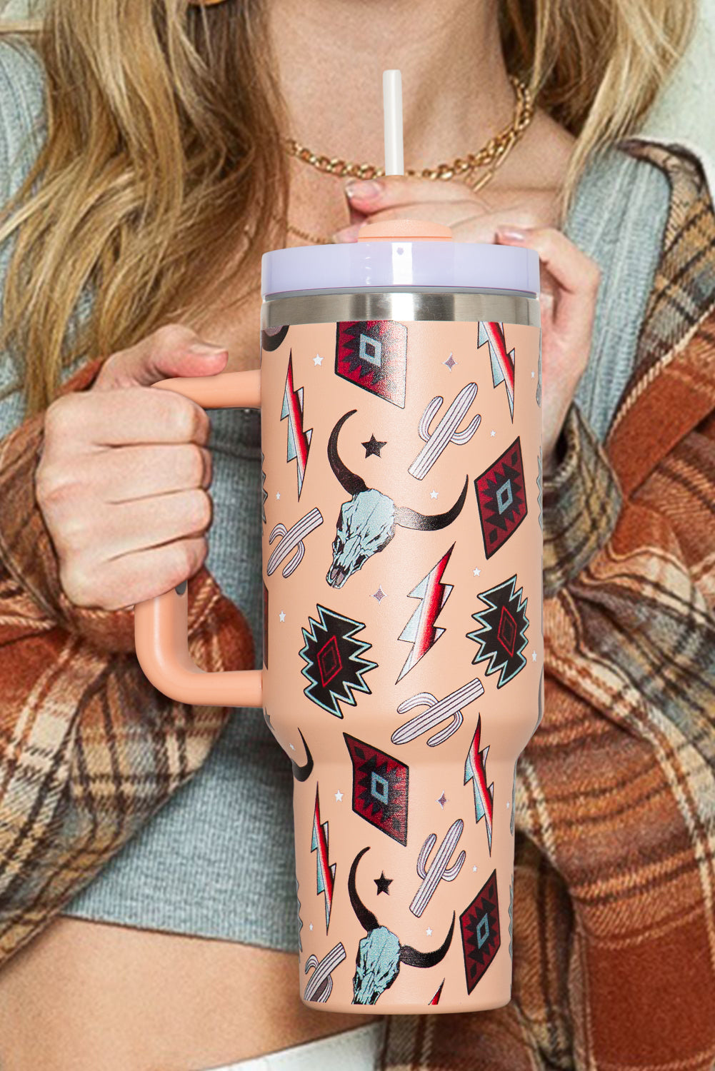 Steer Western Aztec Head Stainless Tumbler 40oz