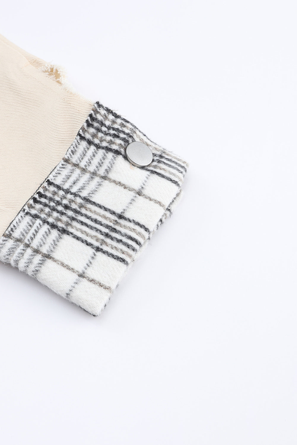 Women's Distressed Raw Edge Plaid Patchwork Denim Jacket