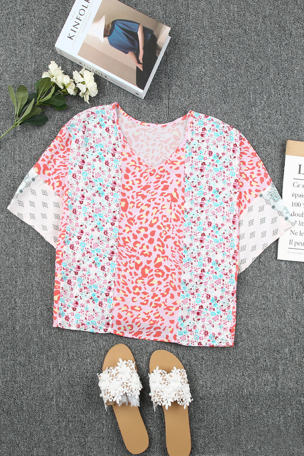 Top for Women Animal Floral-Print Mix Print Cape