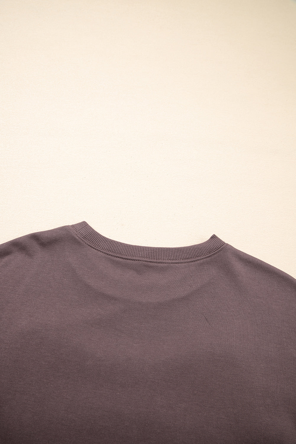 Terry Bow Contrast Bow Pattern Drop-Shoulder Sweatshirt