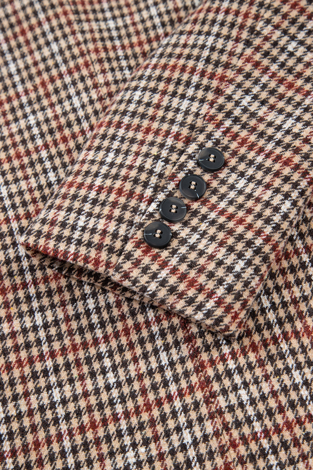 Houndstooth Lapel Collar Blazer in Brown