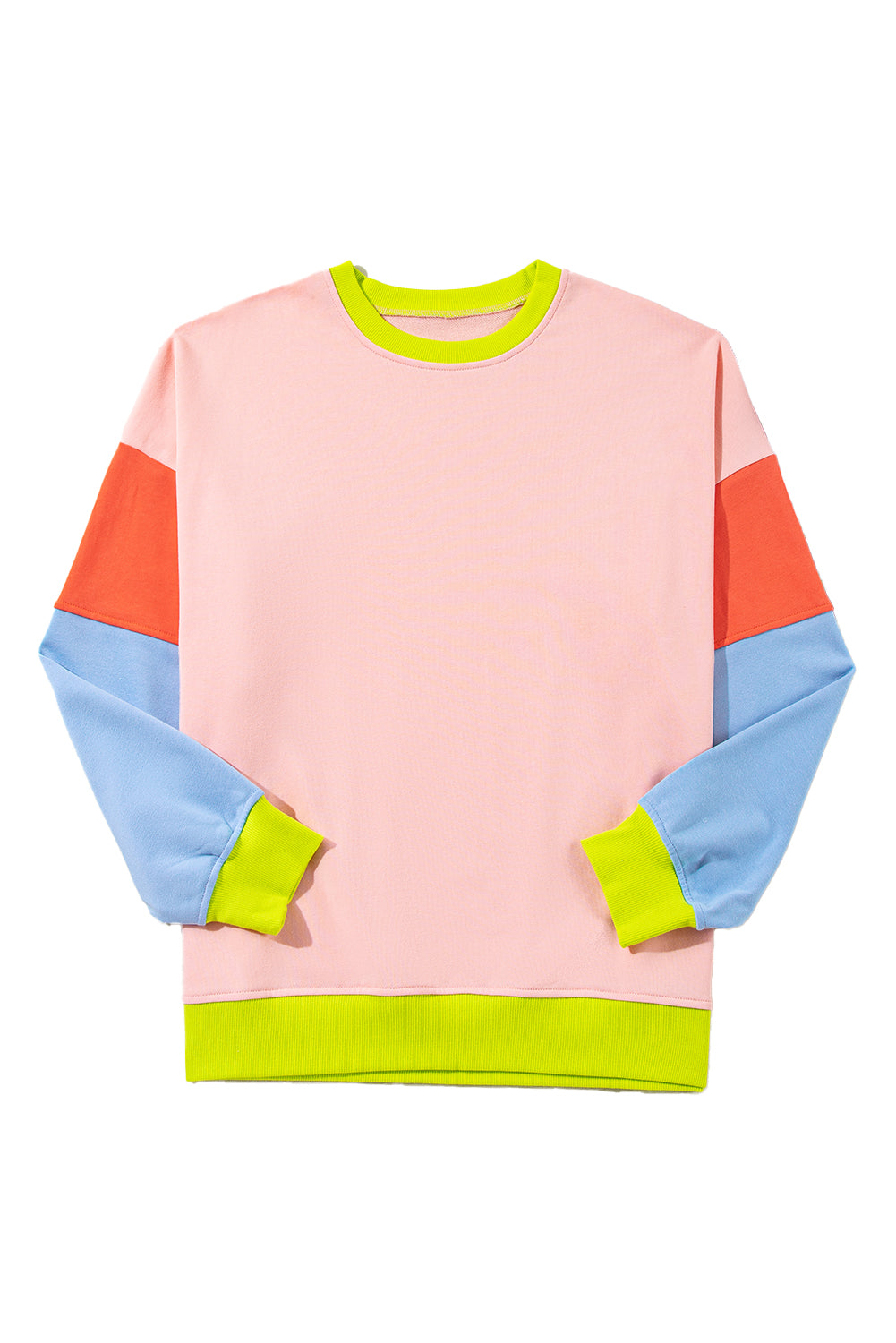 Sweat-shirt Col Rond Patchwork Colorblock de Grande Taille