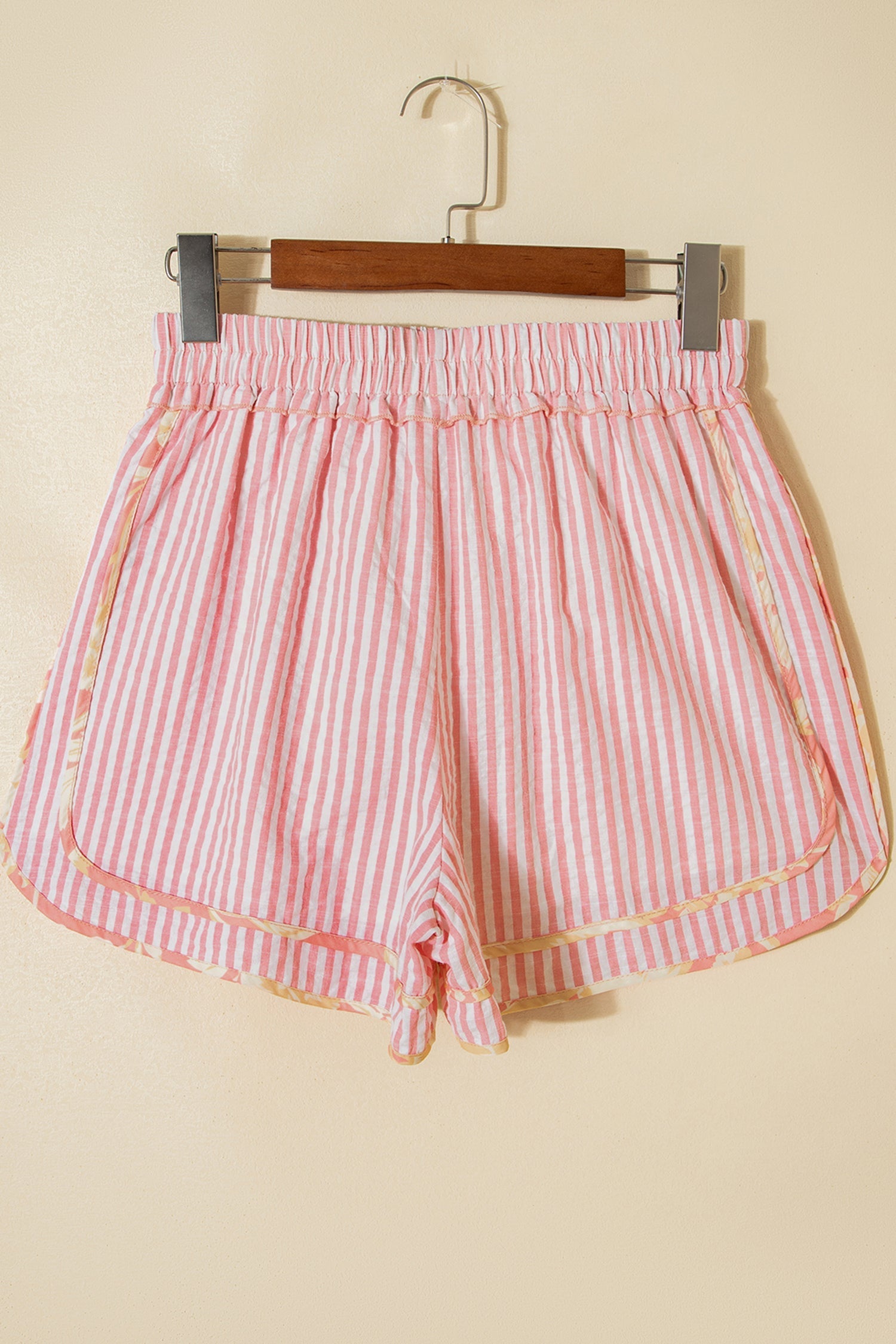 Trim Ribbon Floral Ribbon Knot Striped Everyday Shorts in Light Pink